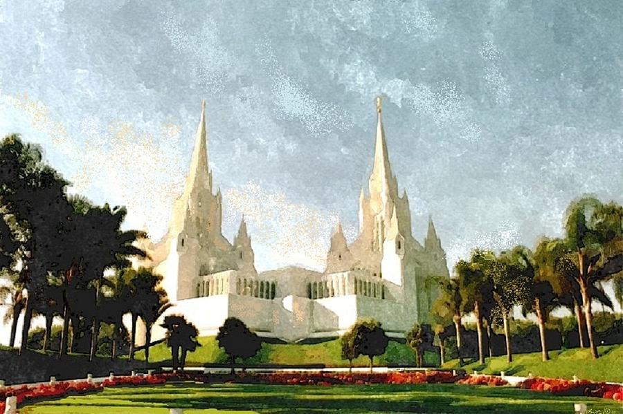900x599 San Diego California Lds Temple Painting By Lynda Lunt - Lds Temple Painting