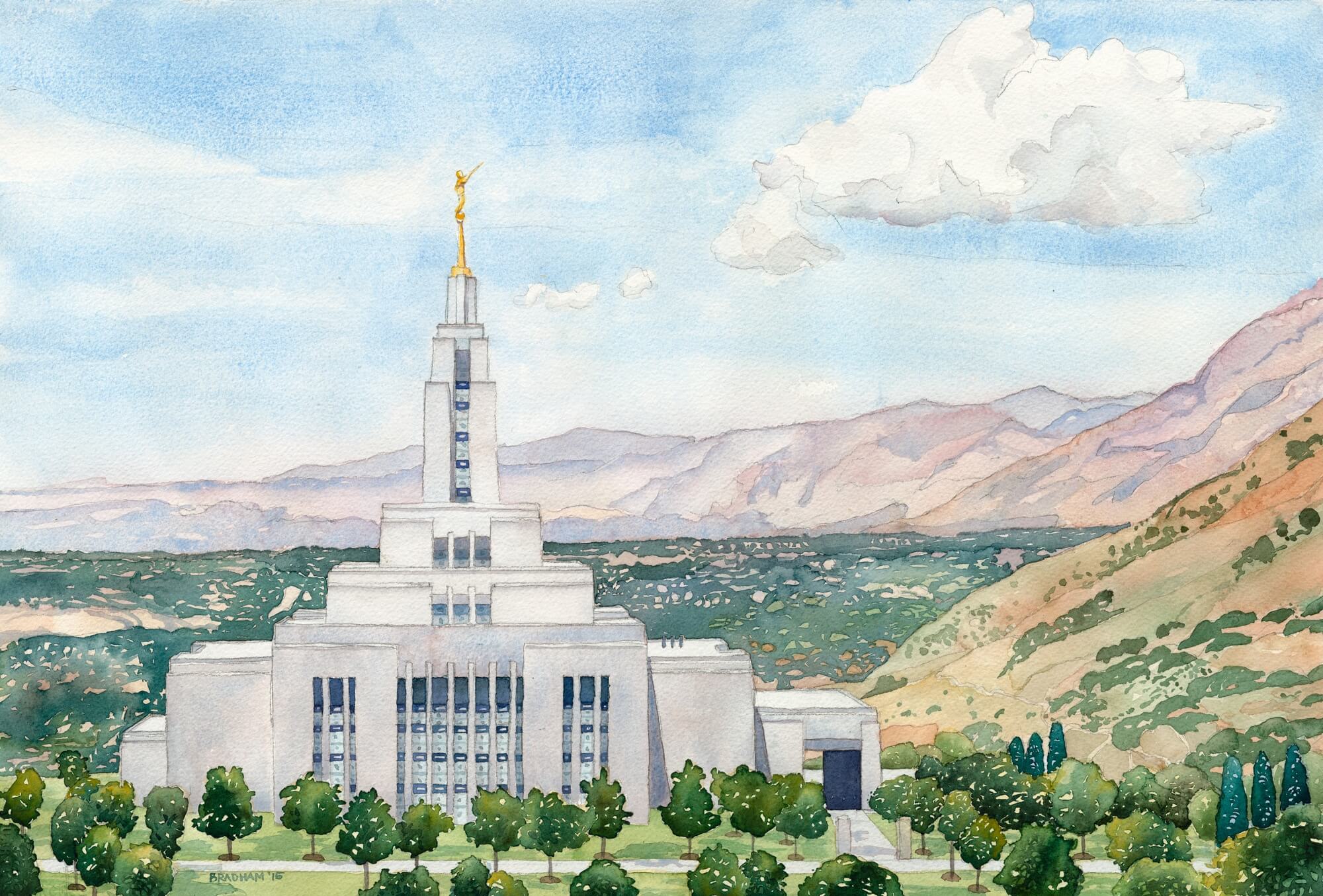 2000x1355 Draper Lds Temple Original Painting - Lds Temple Painting