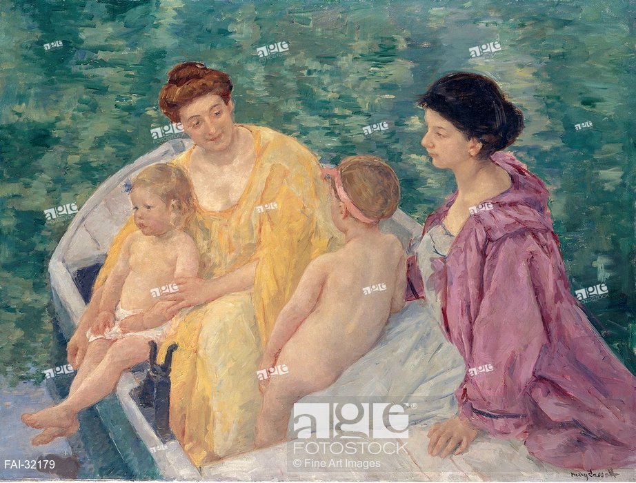 922x700 Le Bain (Two Mothers And Their Children In A Boat) By Cassatt - Le Bain Painting