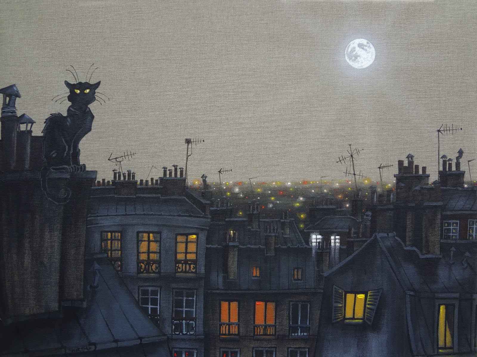 1600x1200 Daniel Worth Art Le Chat Noir. - Le Chat Noir Painting