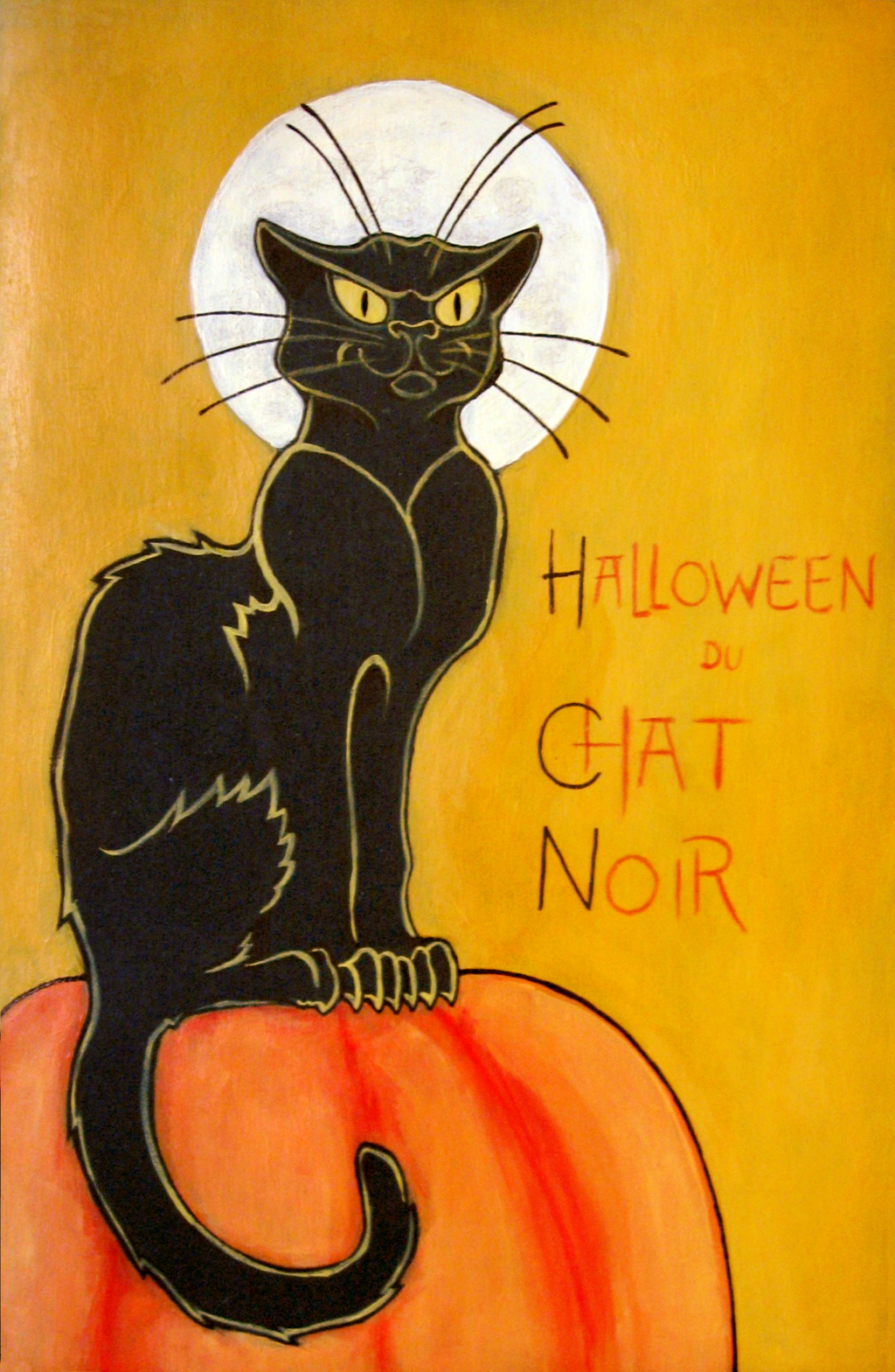 1024x1569 Halloween Du Chat Noir By Unistar2000 - Le Chat Noir Painting