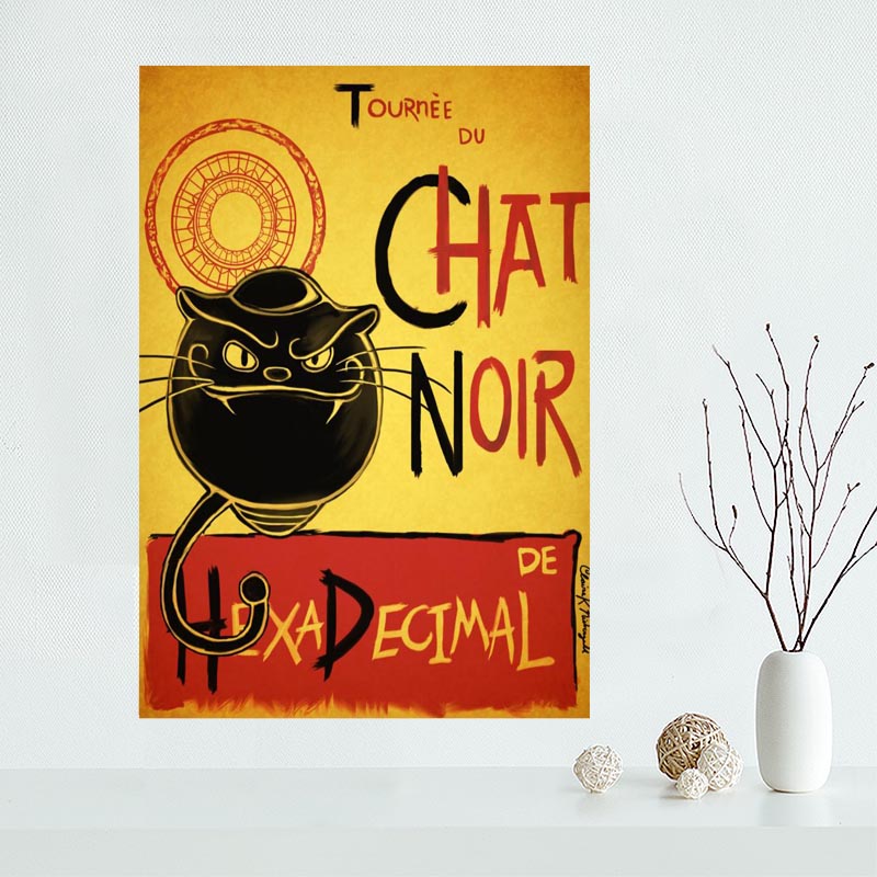 800x800 High Quality Custom Le Chat Noir Canvas Painting Poster Cloth Silk - Le Chat Noir Painting