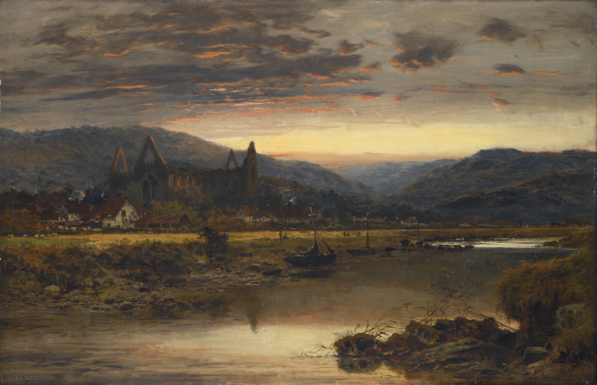 2000x1289 View Of Tintern Abbey From The River Painting Benjamin Williams - Leader Painting