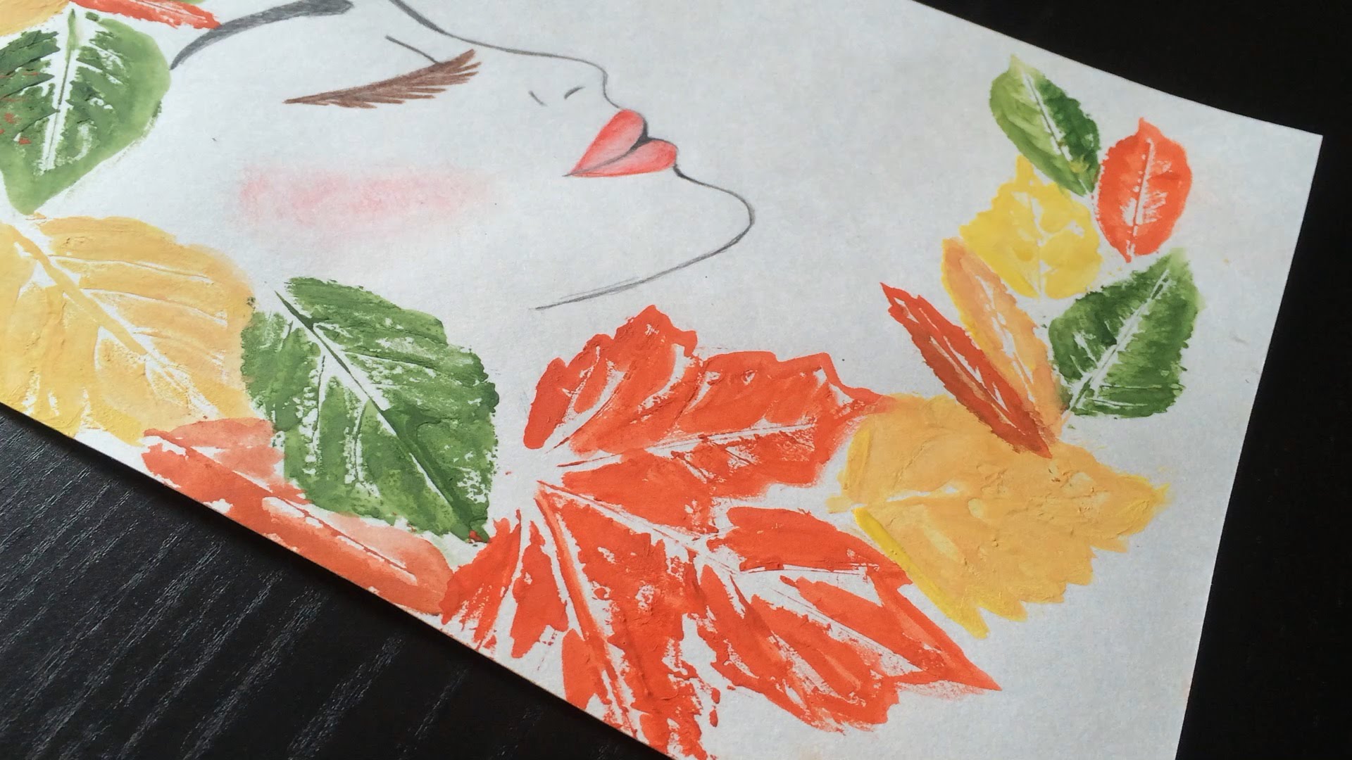 1920x1080 Leaf Painting Idea. Autumn Girl Project - Leaf Painting
