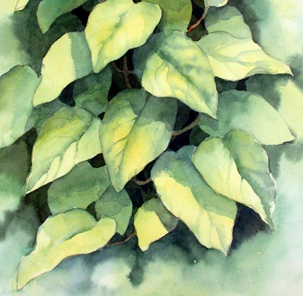 998x975 Ann's Watercolour Studio Negative Painting And A 3d Effect - Leaf Painting