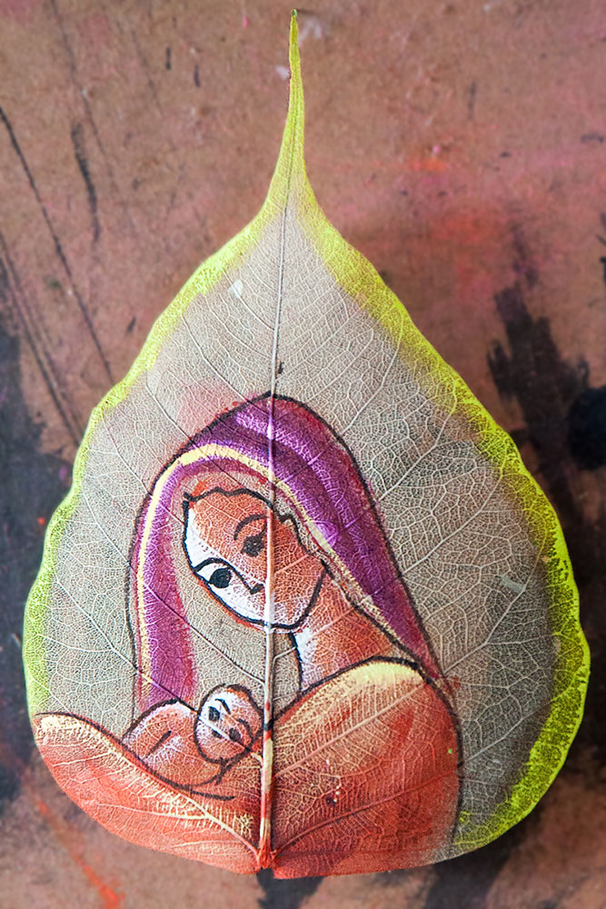 667x1000 D'Source Making Process Leaf Art Painting - Leaf Painting Art