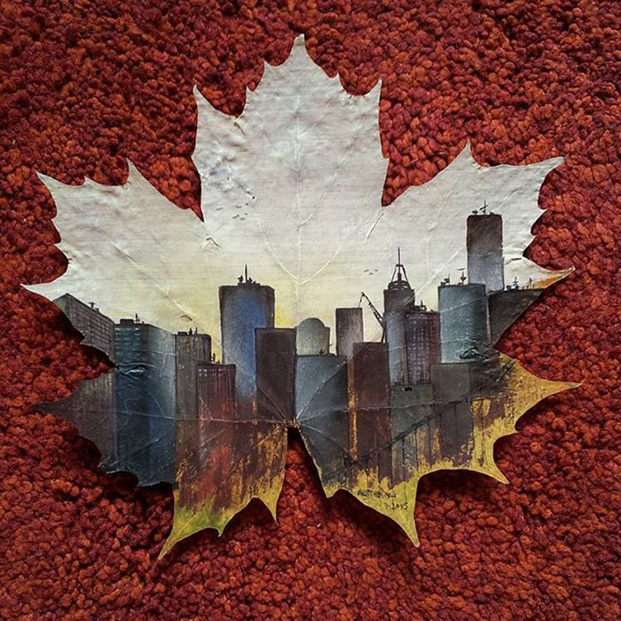700x700 Maple Leaves Left In A Box For 15 Years Became Canvases For My Art - Leaf Painting Art