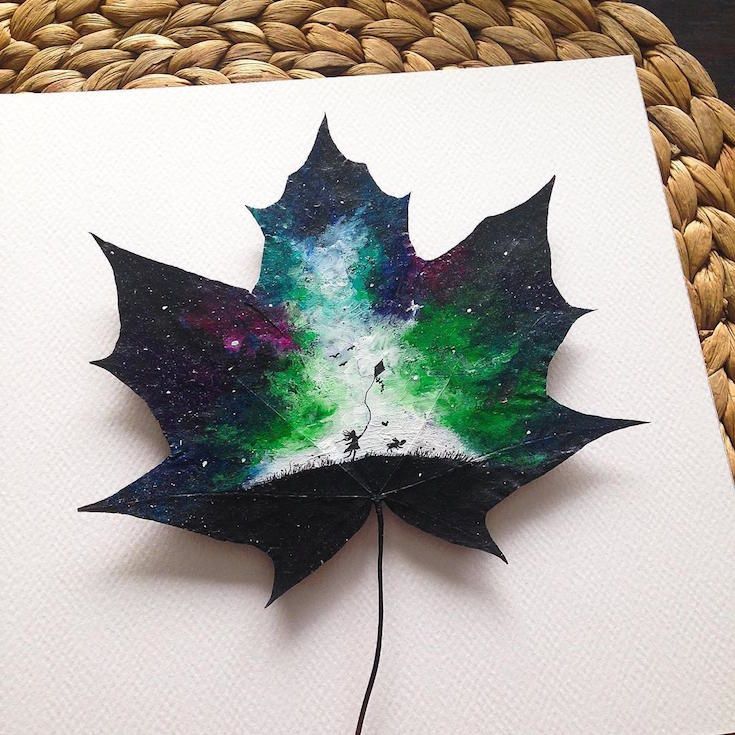 735x735 The 165 Best Leaves Images On Leaves, Decorative - Leaf Painting Art