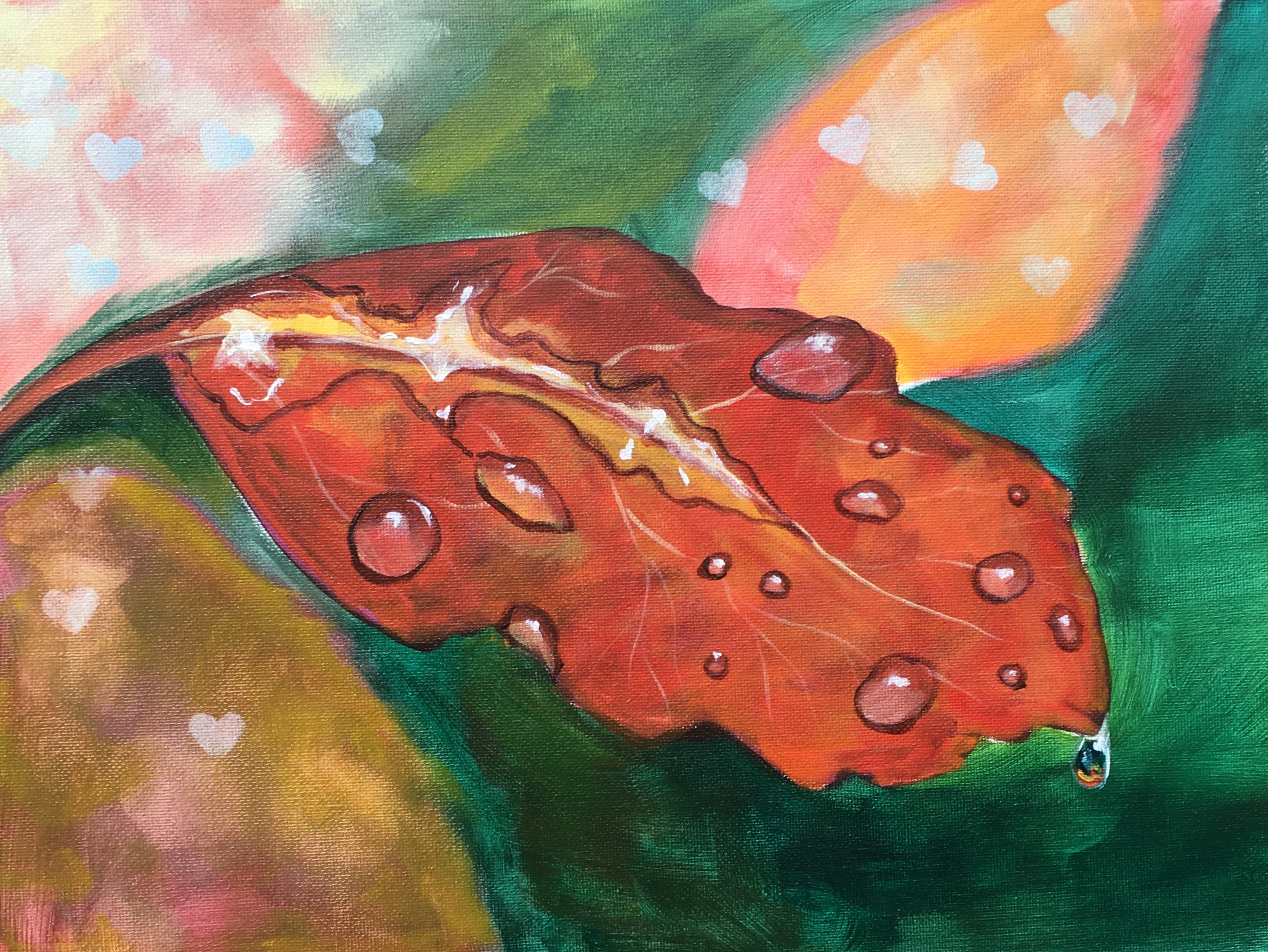 2935x2204 Water Drops On A Fall Leaf Easy Acrylic Painting Tutorial Real - Leaf Painting Art