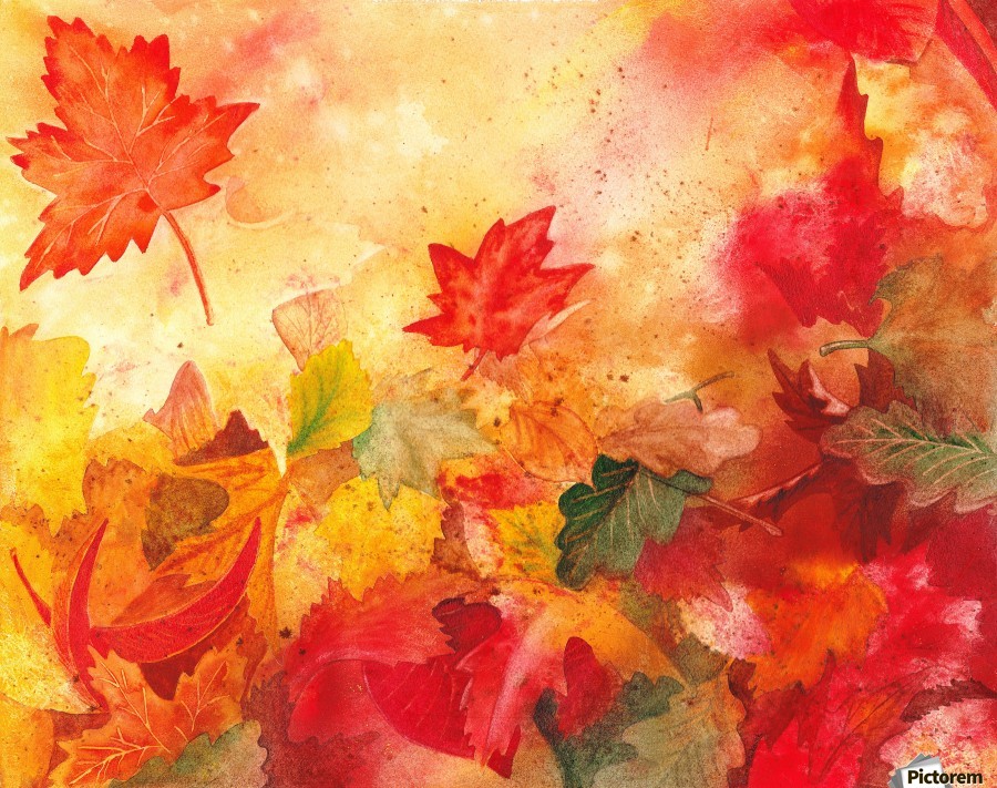 900x711 Autumn Leaves Serenade - Leaf Painting Art
