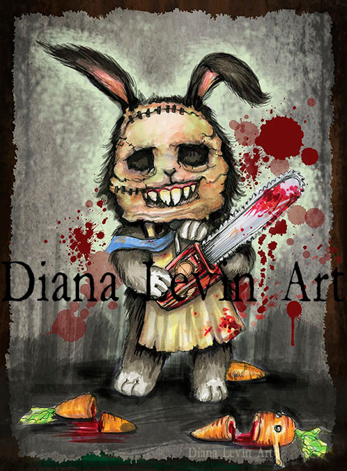 498x675 Limited Edition Leatherface Bunny Print - Leatherface Painting
