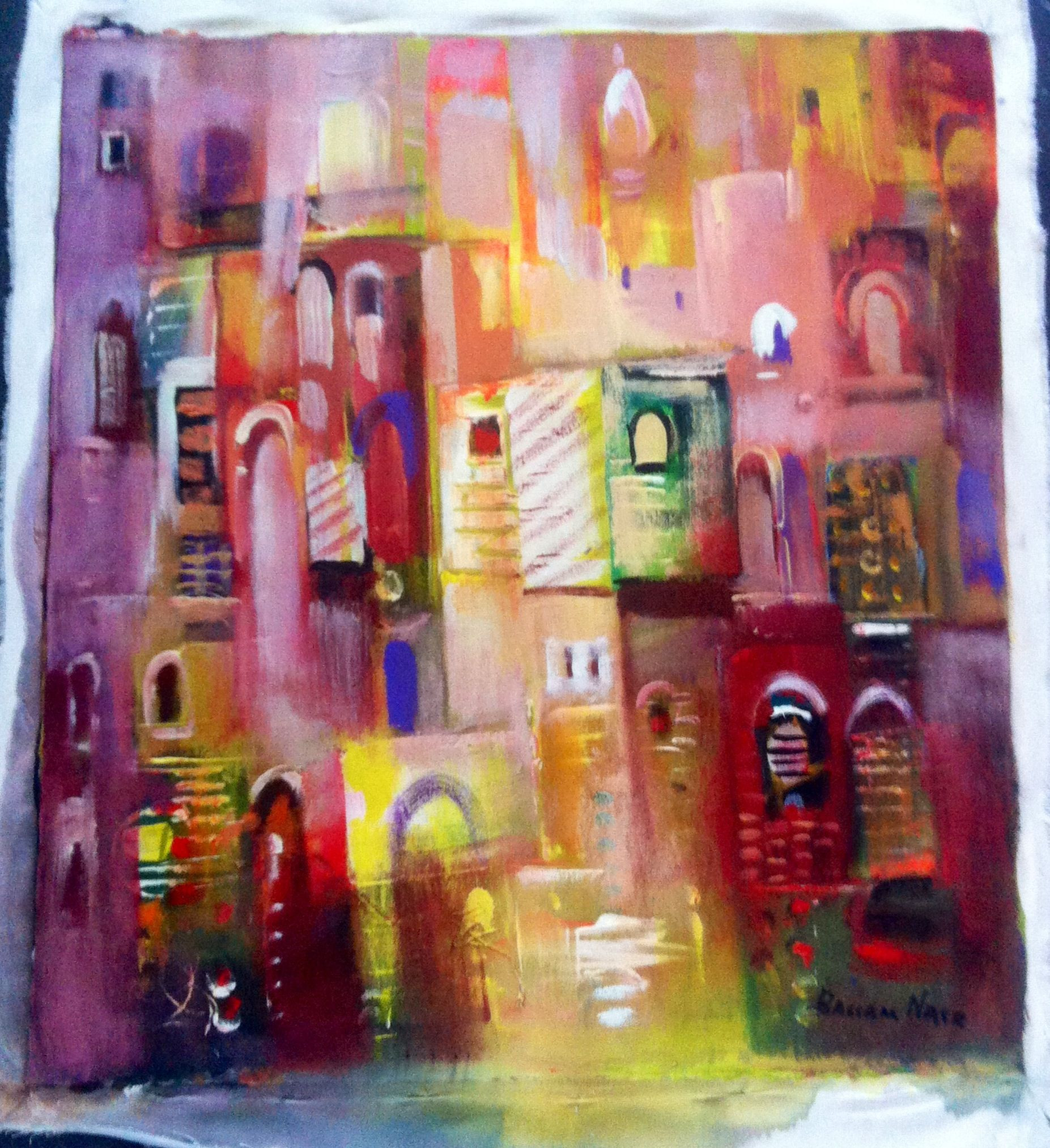 1853x2025 Modernist Oil Painting Awesome Domes And Doors Collection Original - Lebanese Painting