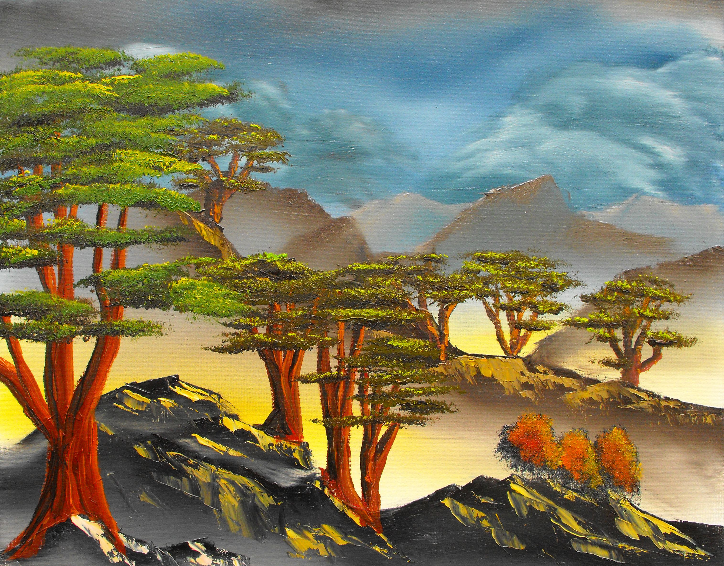 3031x2370 Painting Israel The Cedars Of Lebanon - Lebanese Painting