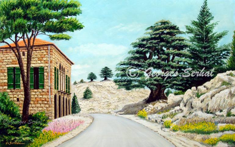770x481 Saatchi Art L 225 Cedar Of Chouf Lebanon Painting By Georges Serhal - Lebanese Painting