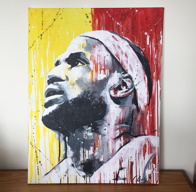 749x737 Lebron James Creative Curls Portrait Amp Landscape Painting - Lebron James Painting