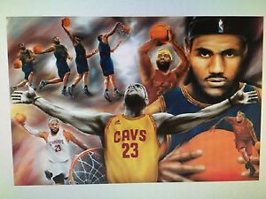 300x225 Lebron James Collage Painting Wings 24x36 Poster Cleveland - Lebron James Painting