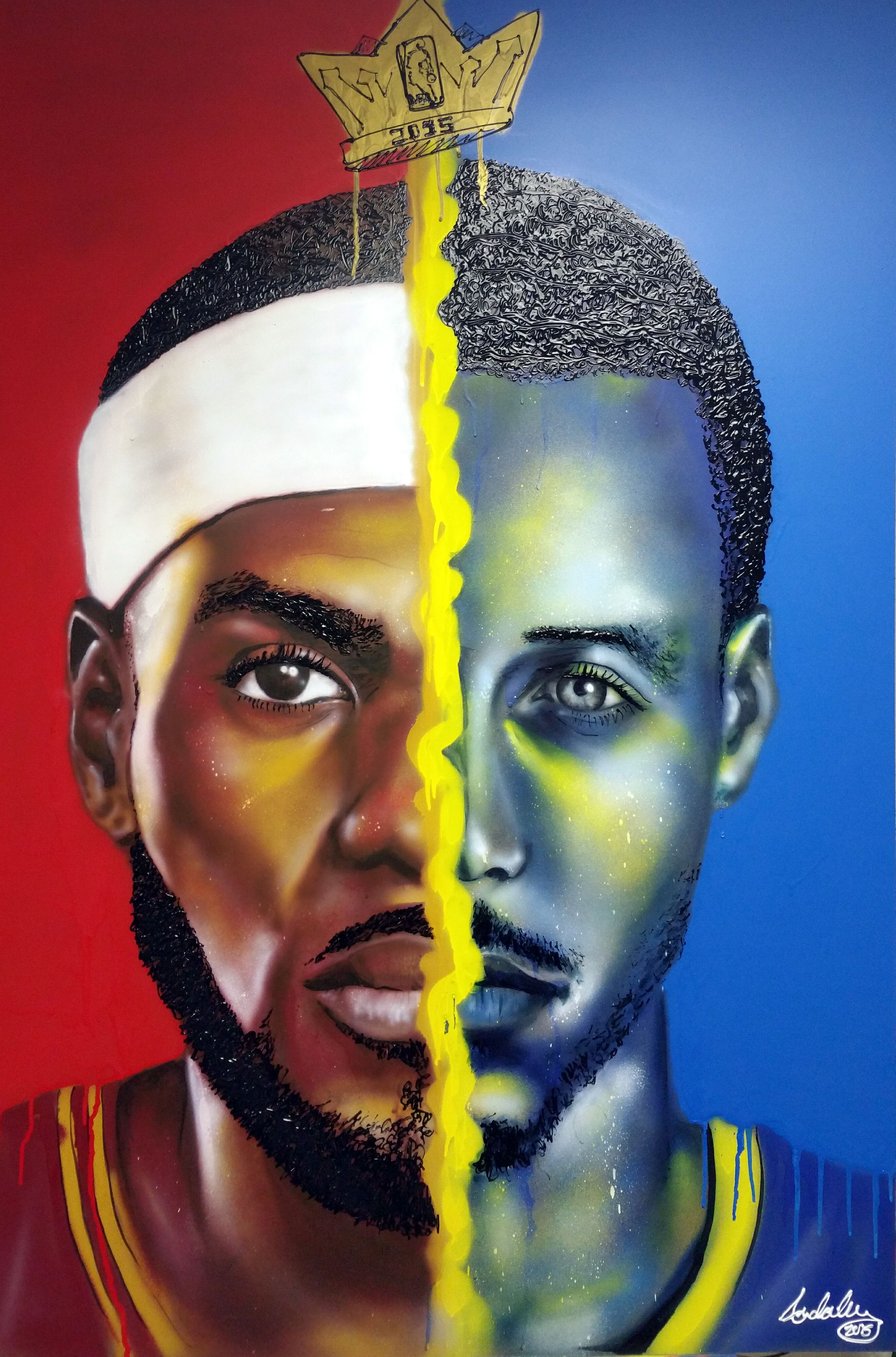 2739x4149 Lebron X Kurry Portrait Painting By Andaluz The Artist - Lebron Painting