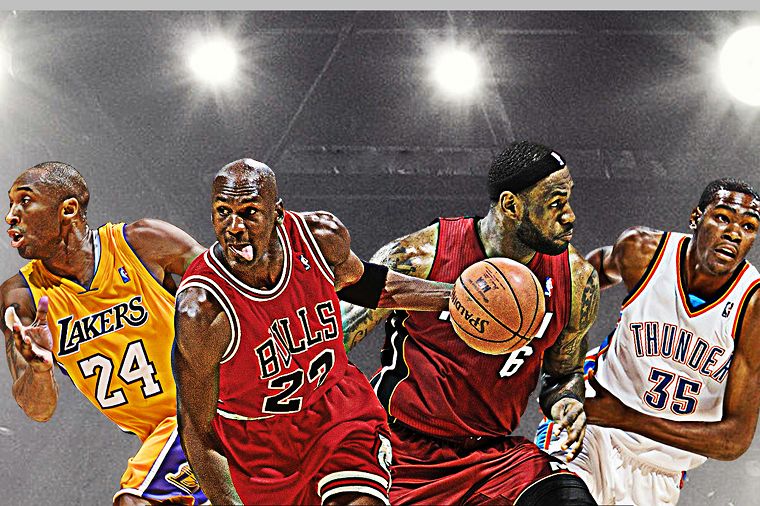 760x506 Diy Frame Michael Jordan,,lebron Durant 4 Legend In One Poster - Lebron Painting