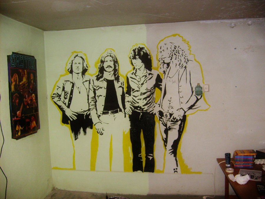 900x675 Led Zeppelin Wallpainting Wip By Burkpuk - Led Zeppelin Painting