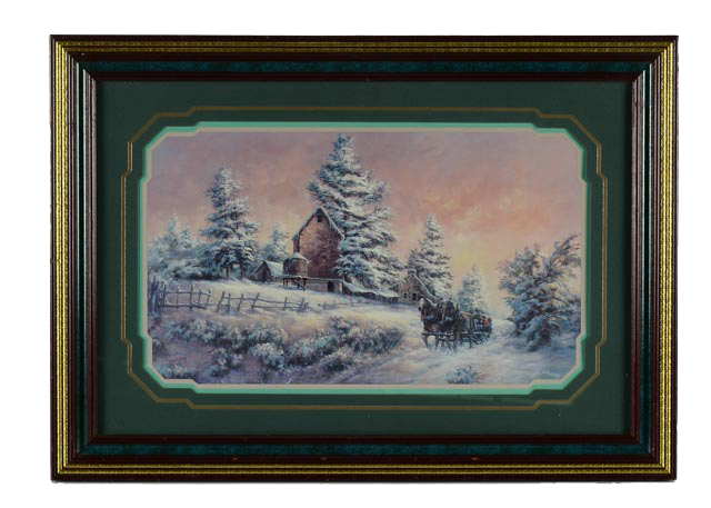 640x457 Lee K Parkinson Winter Landscape With A Horse Drawn Carriage Ebth - Lee K Parkinson Painting