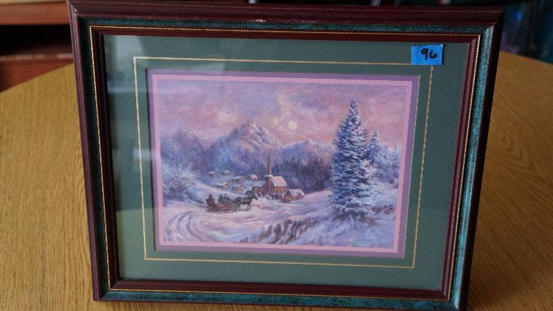 800x450 Winter Scene Framed Picture By Artist Lee K. Parkinson Vintage - Lee K Parkinson Painting Value
