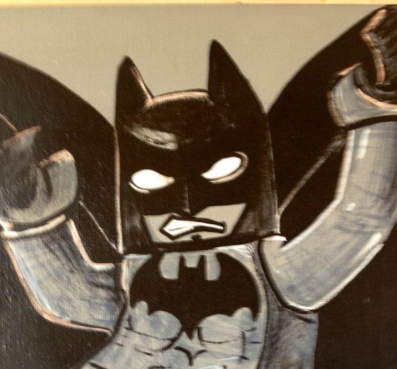 570x530 Lego Batman Painting Monochromatic Grey Batman - Lego Batman Painting