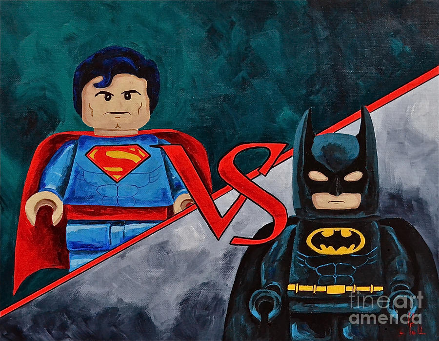 900x699 Lego Vs Lego Painting By Herschel Fall - Lego Batman Painting