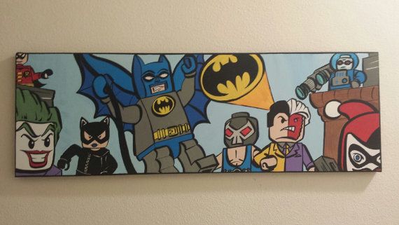 570x321 Ready To Ship 16 X 20 Canvas Wall Art Lego Batman And Villains - Lego Batman Painting