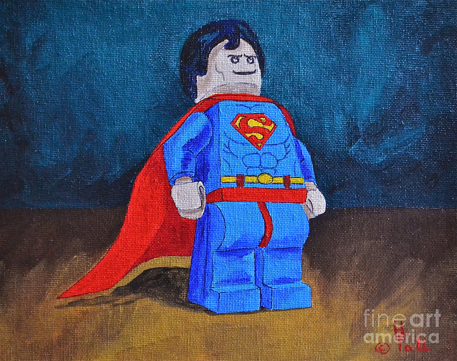 900x711 Super Lego Man Painting By Herschel Fall - Lego Man Painting