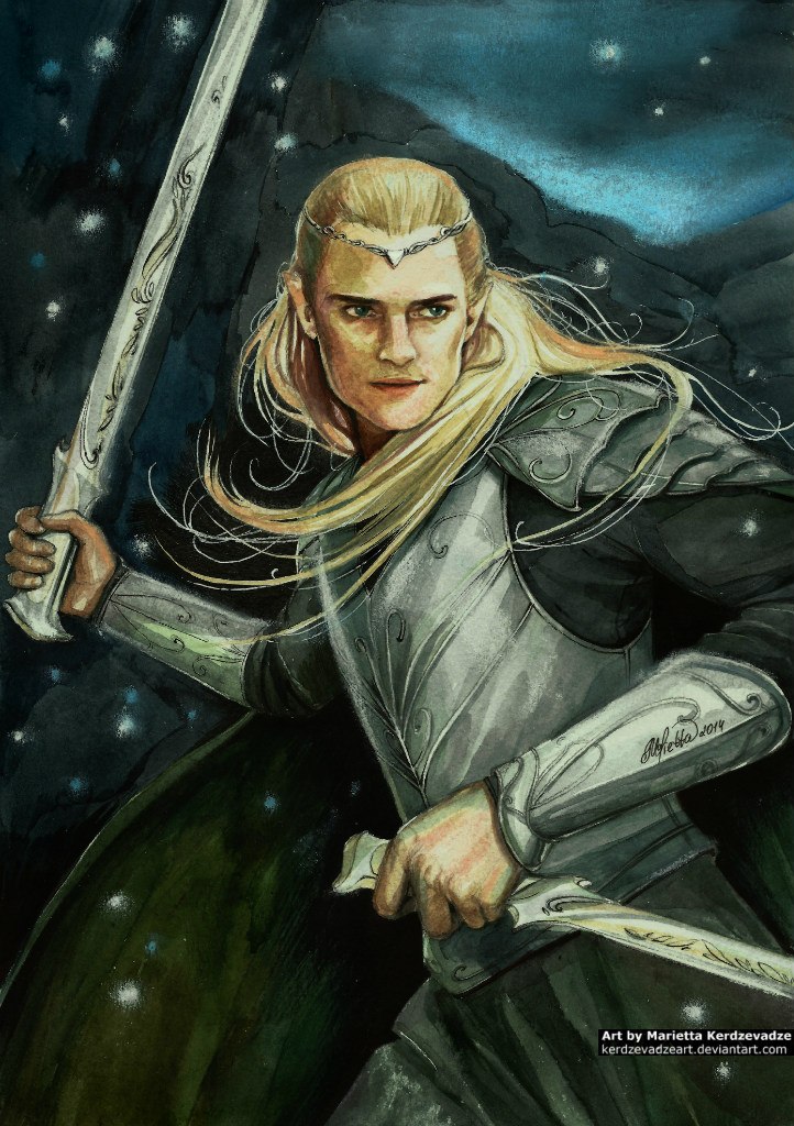 722x1024 Legolas Orlando Bloom Hobbit Tolkien By Kerdzevadzeart - Legolas Painting