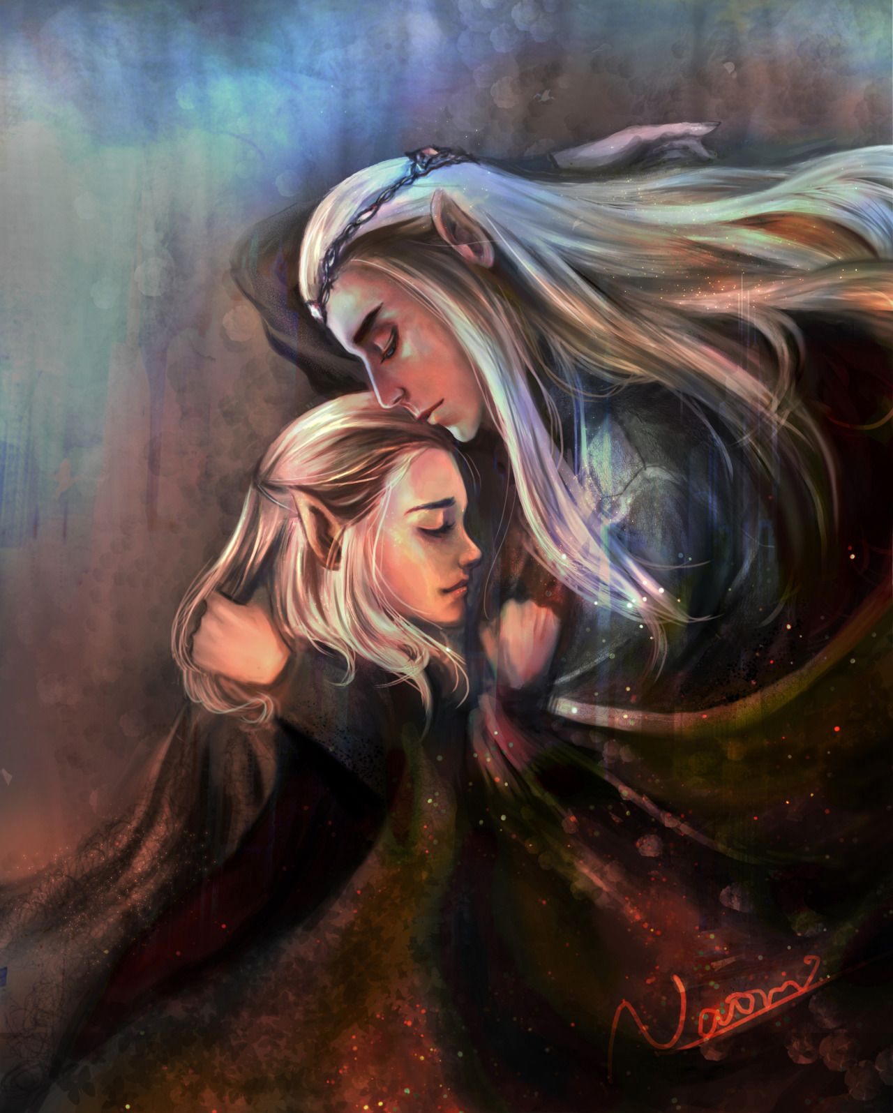 1280x1595 Fan Art Thranduil Amp Little Legolas El De Los Anillos - Legolas Painting
