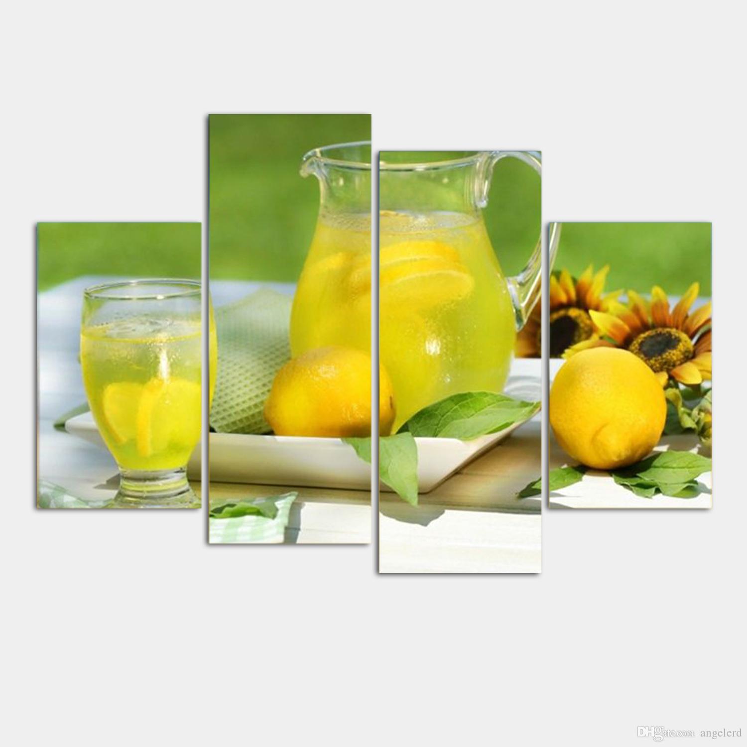 1500x1500 Online Cheap 4 Panel Modern Printed Fruits Lemon Painting Picture - Lemon Painting