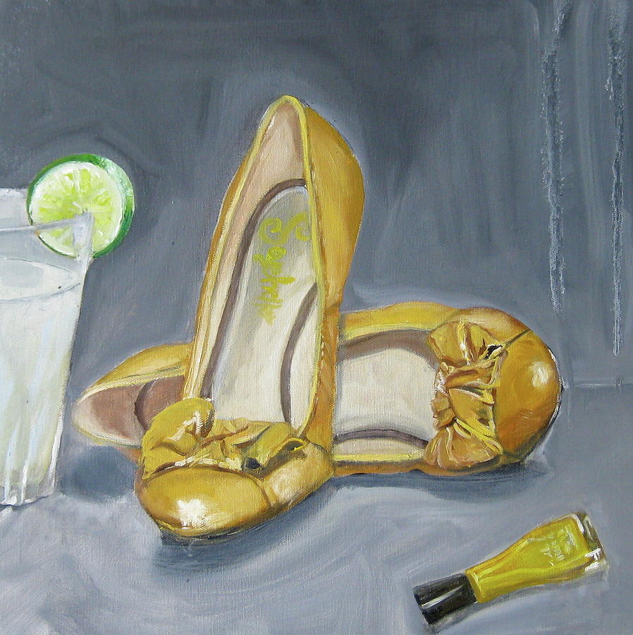 898x900 Yellow Shoes Yellow Nail Paint And Lemonade Painting By Mohita - Lemonade Painting