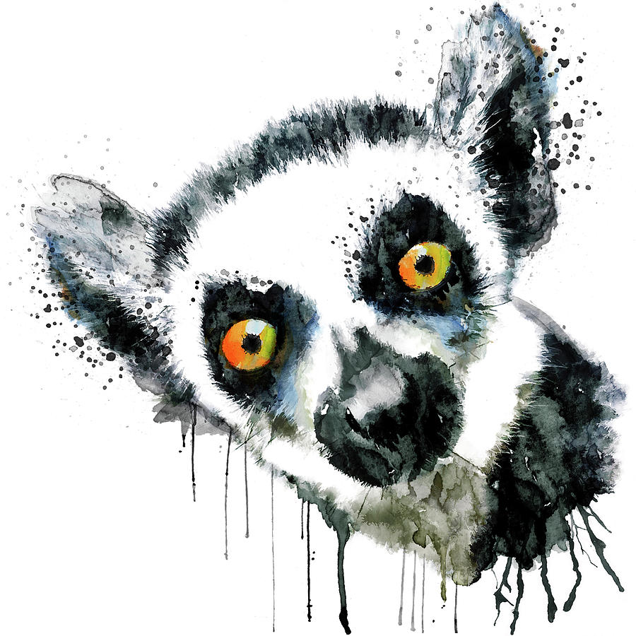 900x900 Lemur Head Painting By Marian Voicu - Lemur Painting