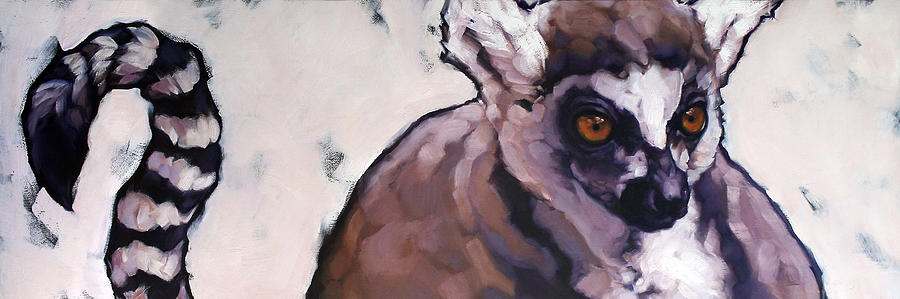 900x299 Ring Tailed Lemur Painting By Carrie Cook - Lemur Painting