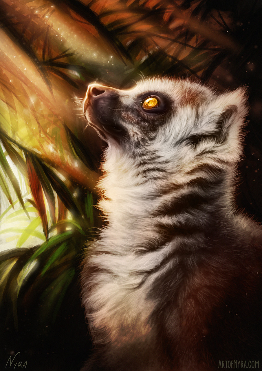 905x1280 Artstation - Lemur Painting