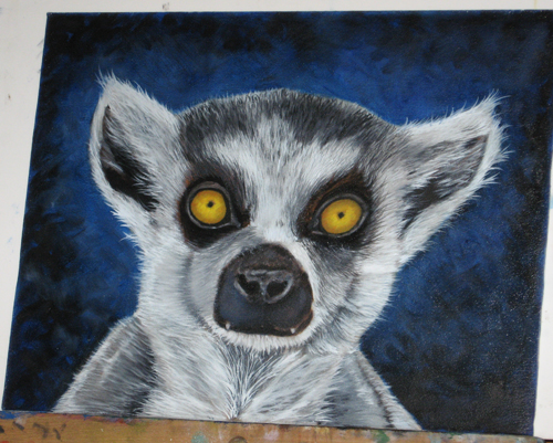 500x401 Wildlife Oil Painting Ring Tailed Lemur Step By Step - Lemur Painting