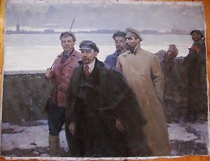 300x230 Russian Ukrainian Soviet Oil Painting Lenin Dzerzhinsky People - Lenin Painting