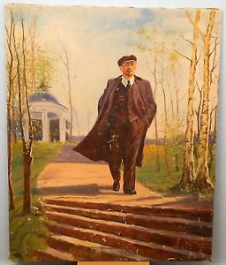 256x300 Soviet Russian Oil Painting Socialism Realism V.lenin Made - Lenin Painting