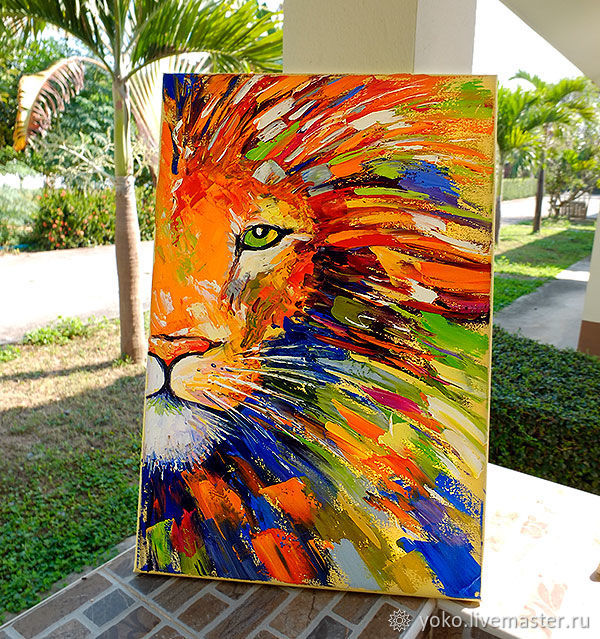 600x639 Oil Painting Fire Lion Canvas Painting Leo Shopline - Leo Painting