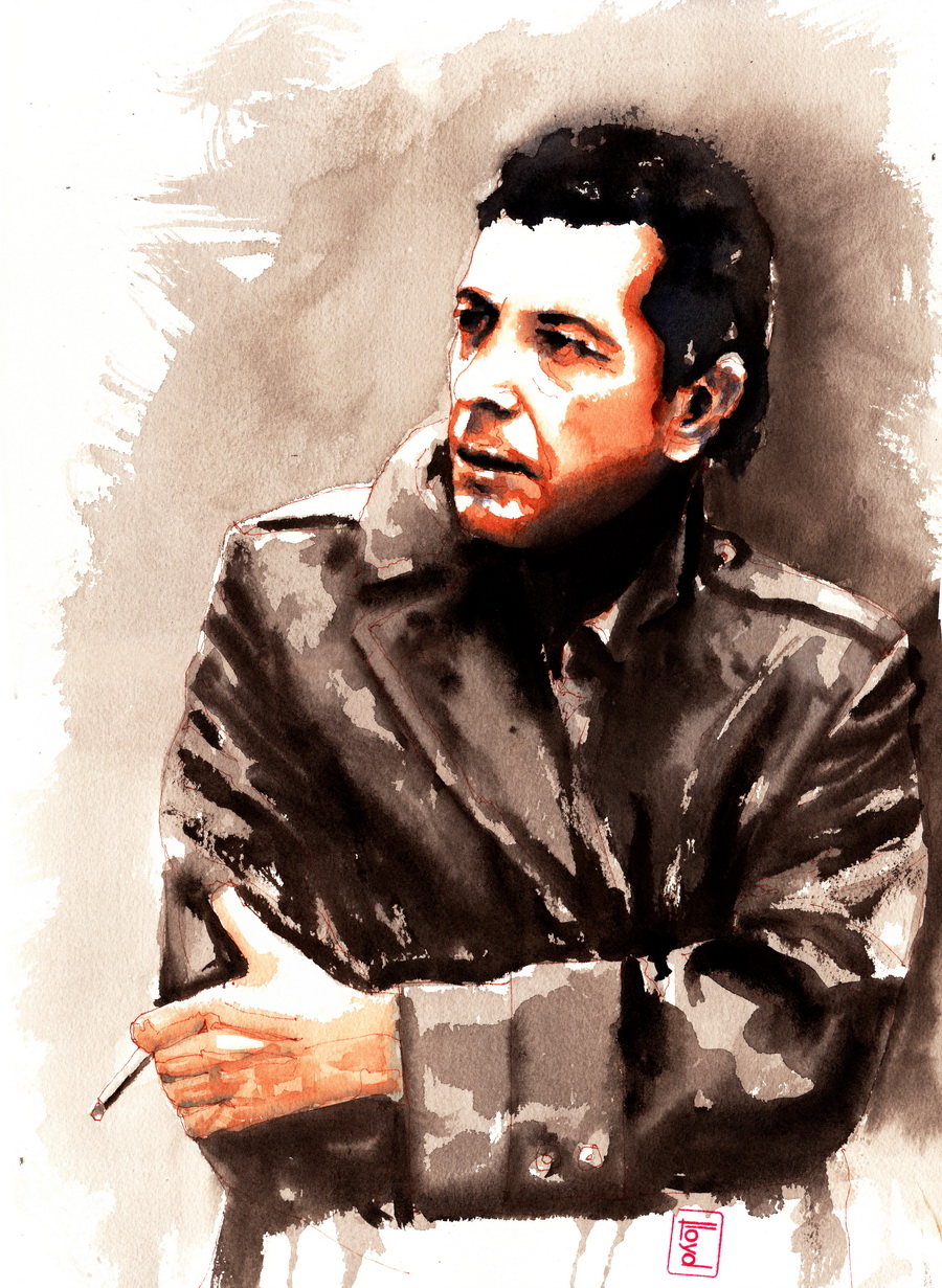 900x1231 Leonard Cohen . In Younger Days By Lloyd Art - Leonard Cohen Painting