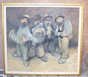 300x262 Magnificent Oc Painting Of The Musicians By Leonard Creo American - Leonard Painting