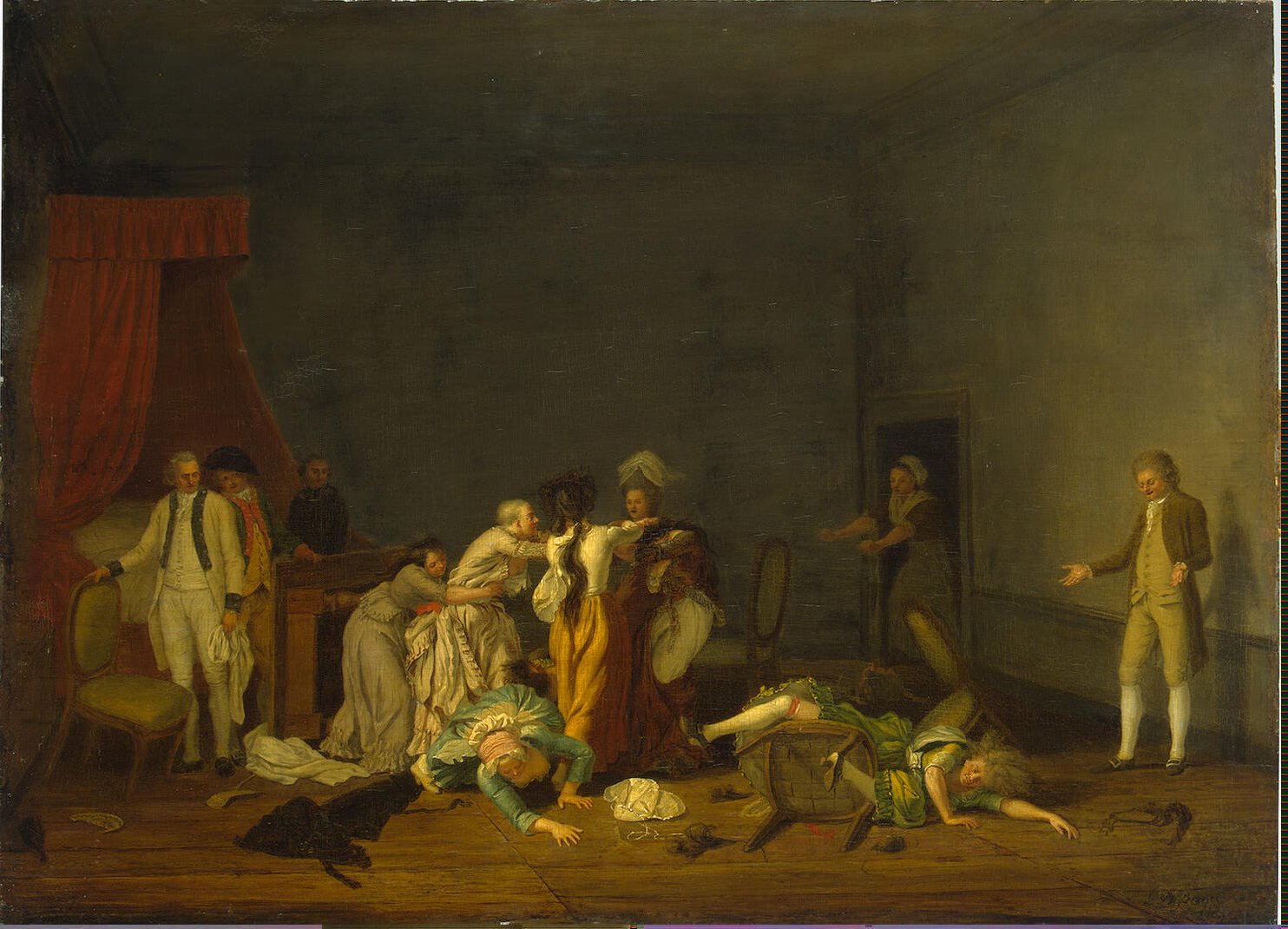 1484x1070 Women Fighting Painting Defrance Leonard Oil Paintings - Leonard Painting