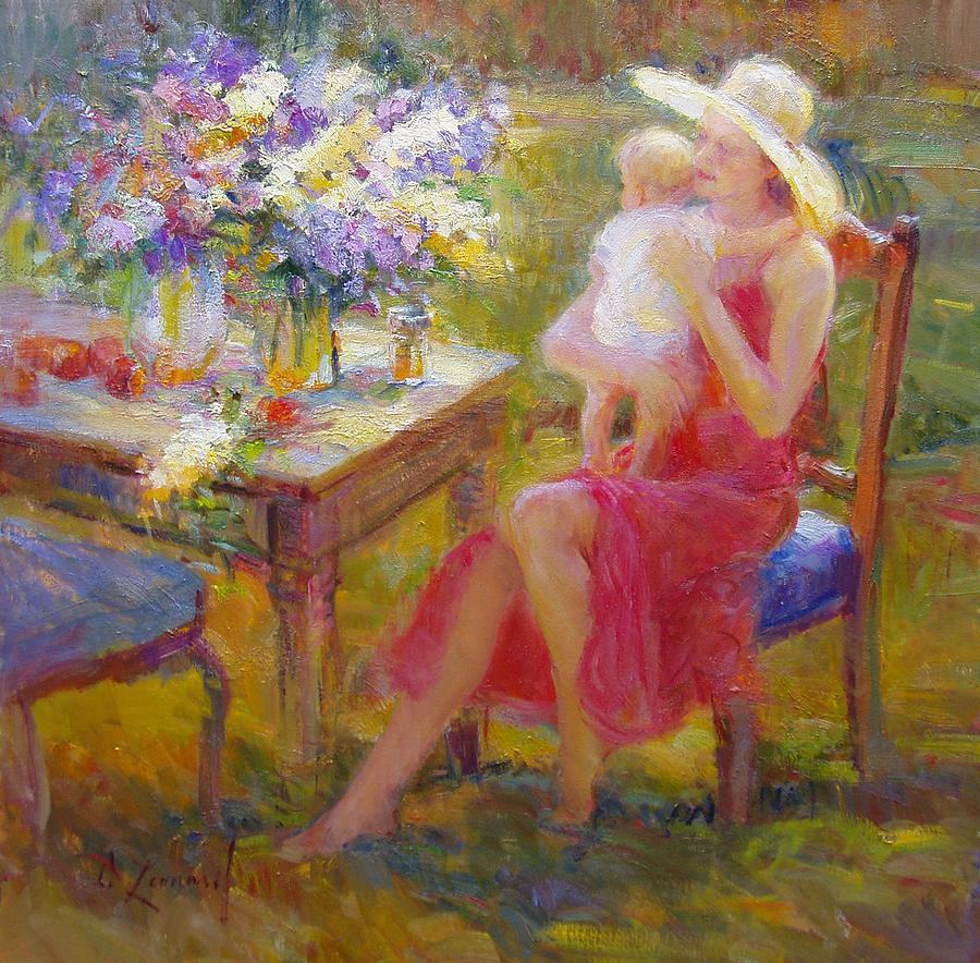 900x884 Gentle Love Painting By Diane Leonard - Leonard Painting