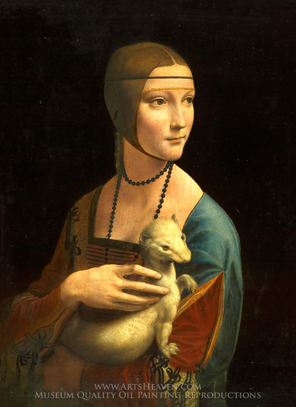 596x820 Reproduction Painting Leonardo Da Vinci The Lady With An Ermine - Leonardo Da Vinci Painting