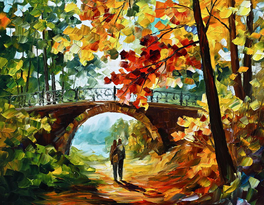900x698 Park Bridge Painting By Leonid Afremov - Leonid Afremov Painting