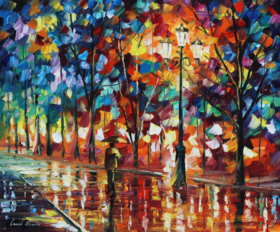 960x796 Leonid Afremov The Alone Umbrella Man Painting - Leonid Painting