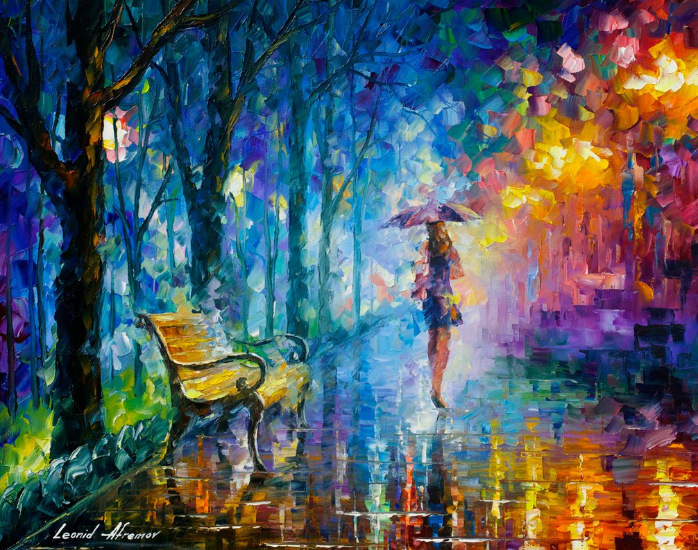1006x794 Misty Umbrella By Leonid Afremov By Leonidafremov - Leonid Painting