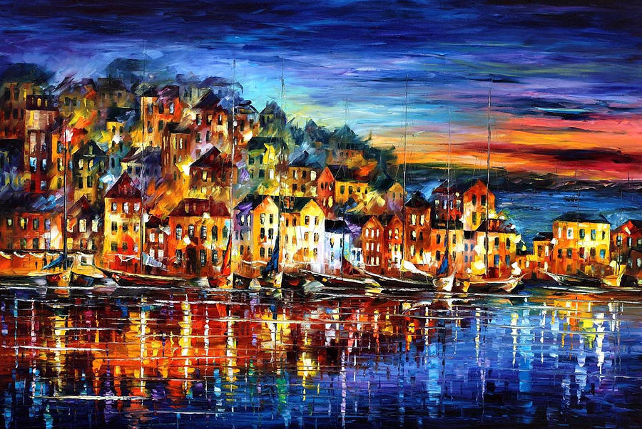 900x602 Quiet Town - Leonid Painting