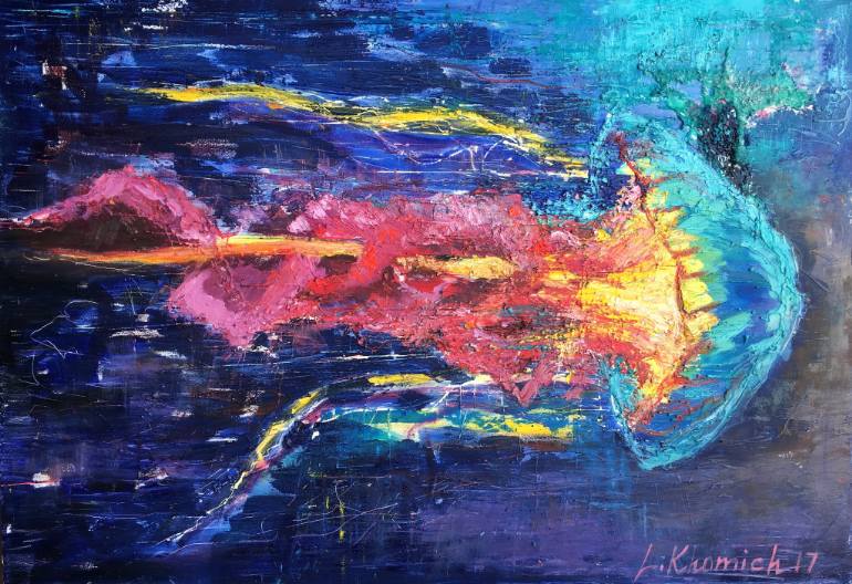 770x528 Saatchi Art Sale 50% Jellyfish Painting For Sale Abstract Fish - Leonid Painting